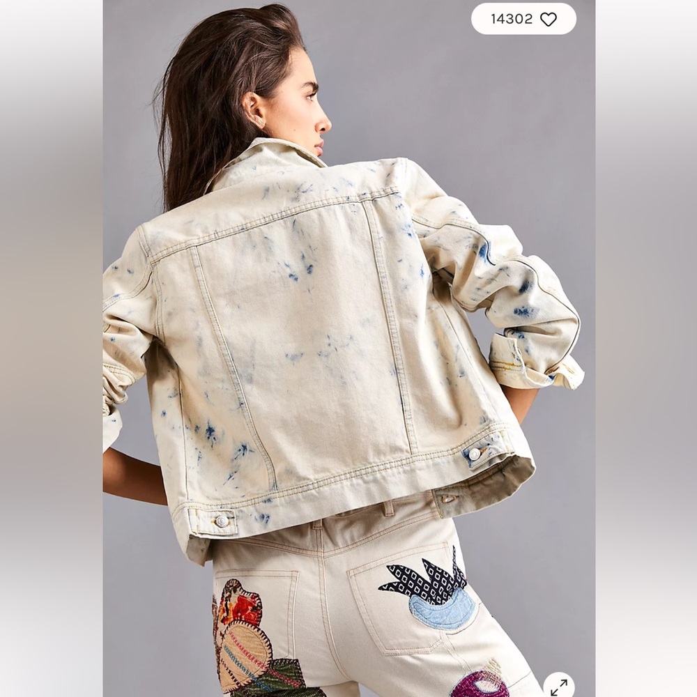 NWOT Free People Rumors Denim Jacket in Jones Tie Dye Size S - Picture 3 of 15